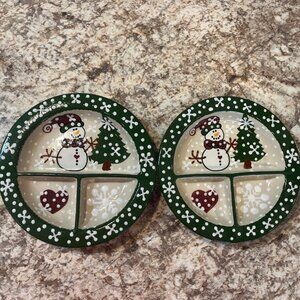 (2) Expressly Yours 3 Section Circular Christmas Plate